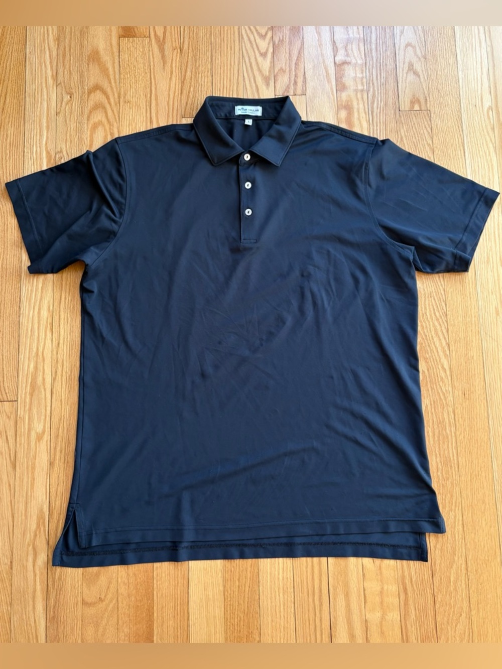Peter Millar Summer Comfort Mens Short Sleeve Polo Large Black Solid Defect READ